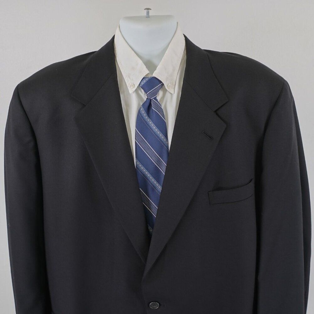 Pierre Cardin Wool Cashmere Black Blazer 48R 2 Button